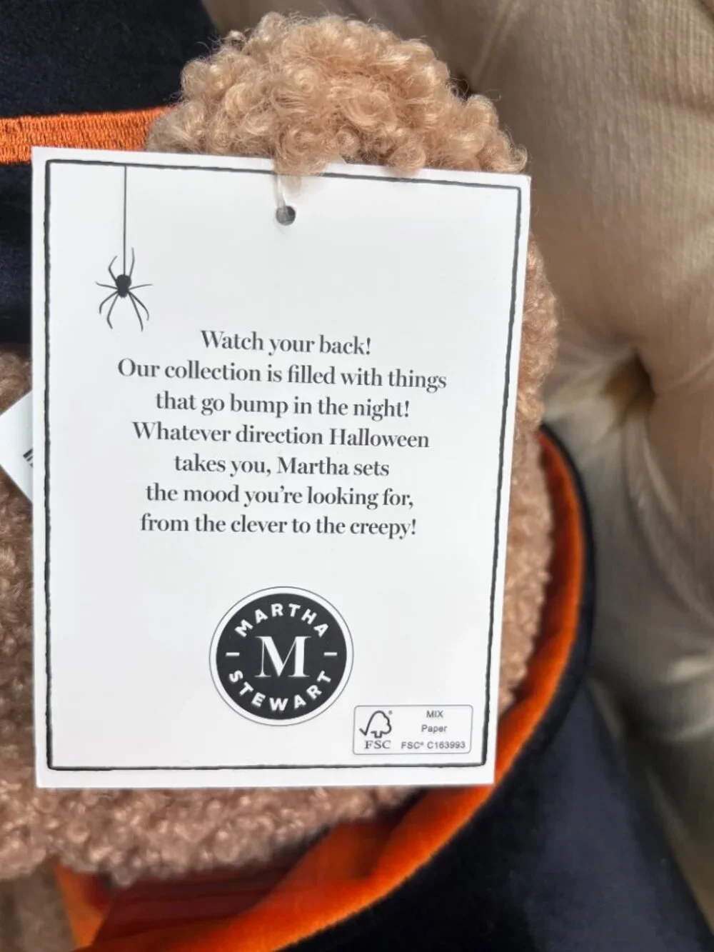 Martha Stewart Halloween Teddy Bear wearing a Cape Throw Pillow